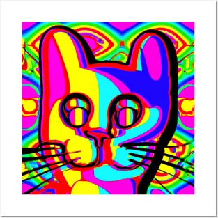 the cat is in full color by itself on a bright background Posters and Art